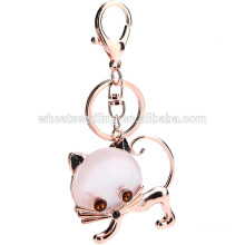 wholesale gifts&crafts custom metal keychain rhinestone cat keychain